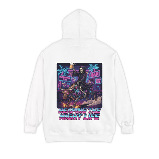 Color: White | Reaping the Night Life Garment-Dyed Hoodie