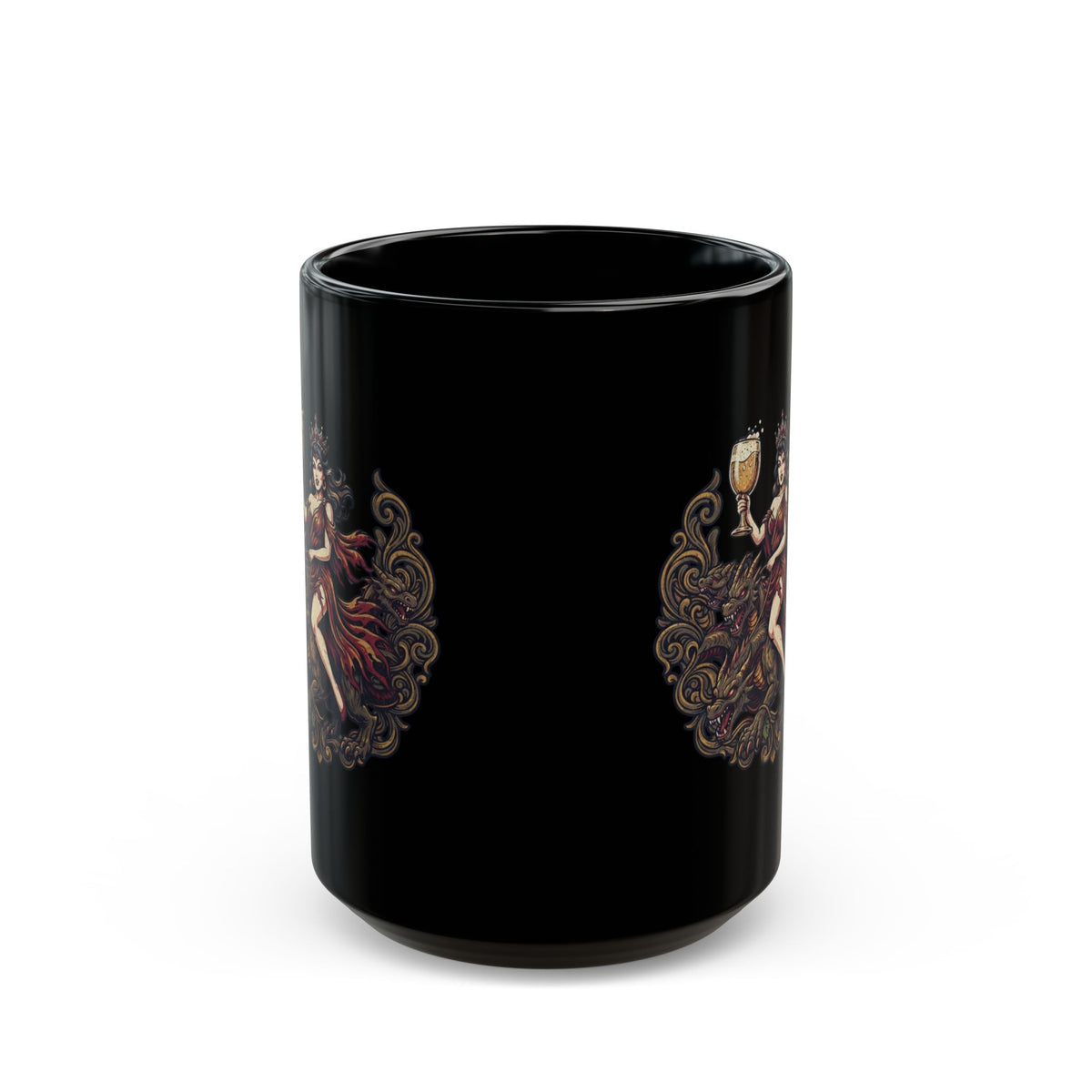 "Good Book Series Whore of Babylon" Black Ceramic Mug — Graphic