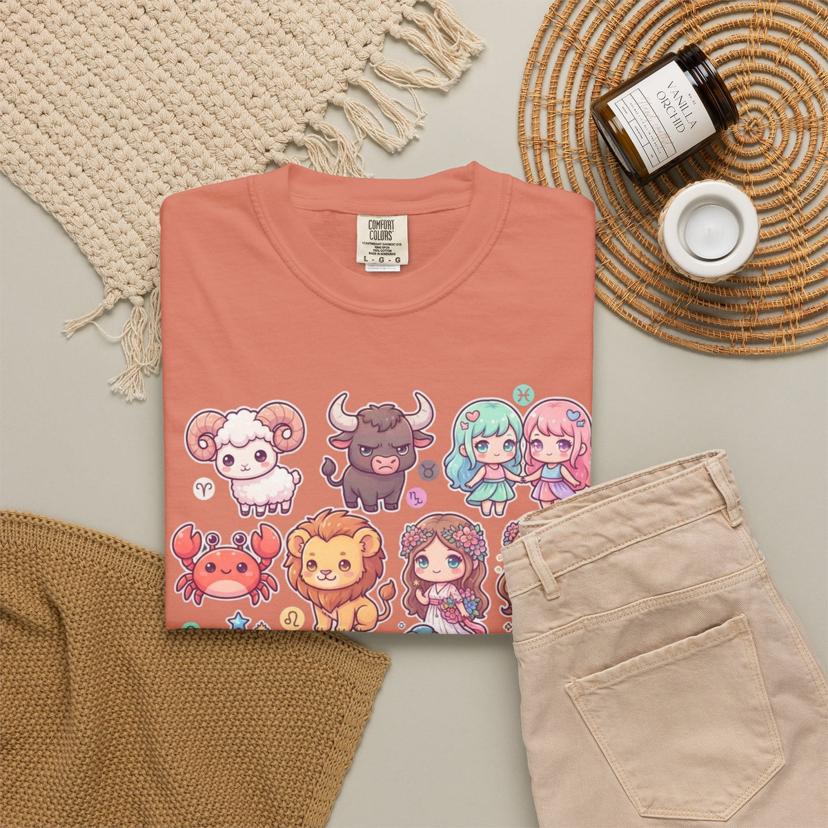"Cute Chibi Zodiac" Unisex Garment-Dyed Tee