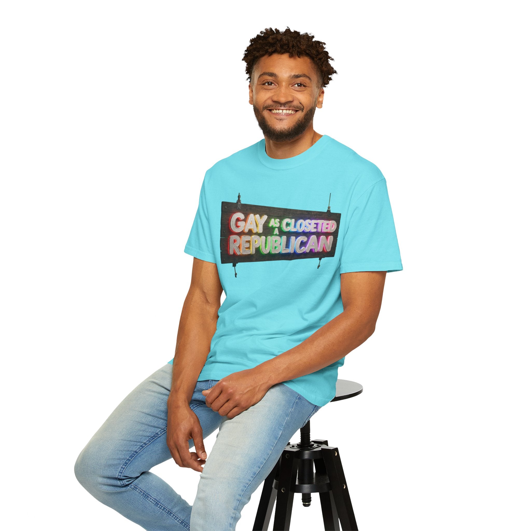"Gay As a Closeted Republican" Unisex Garment-Dyed Tee