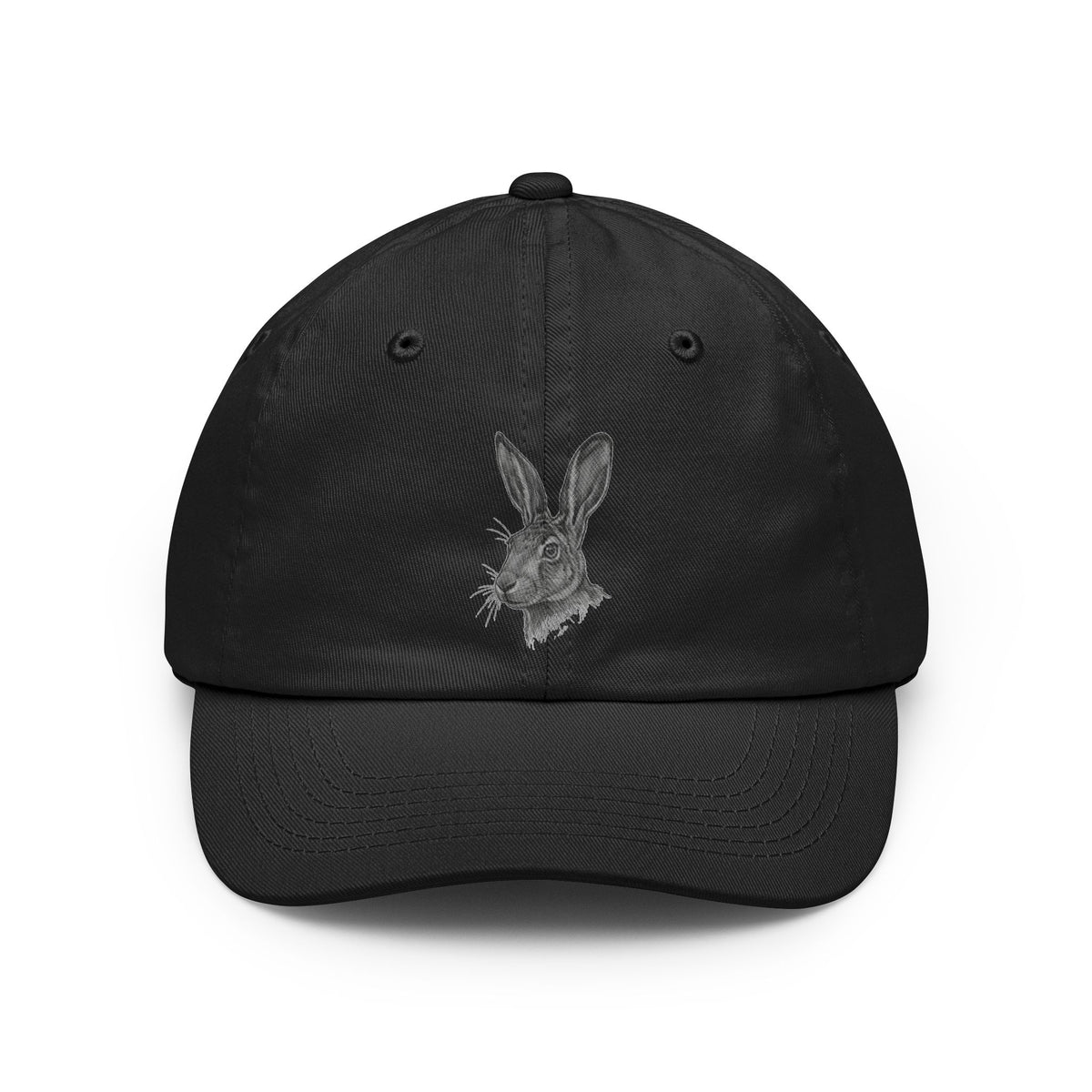 Color: Black | Pencil Sketch Art Jack Rabbit Dad Hat — Graphic