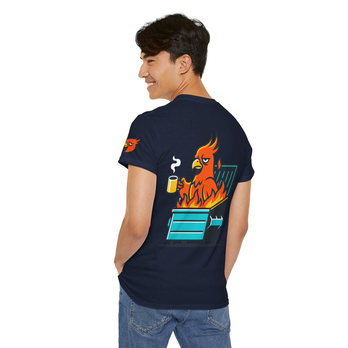Color: Navy | Dumpster Fire Premium Graphic Tee