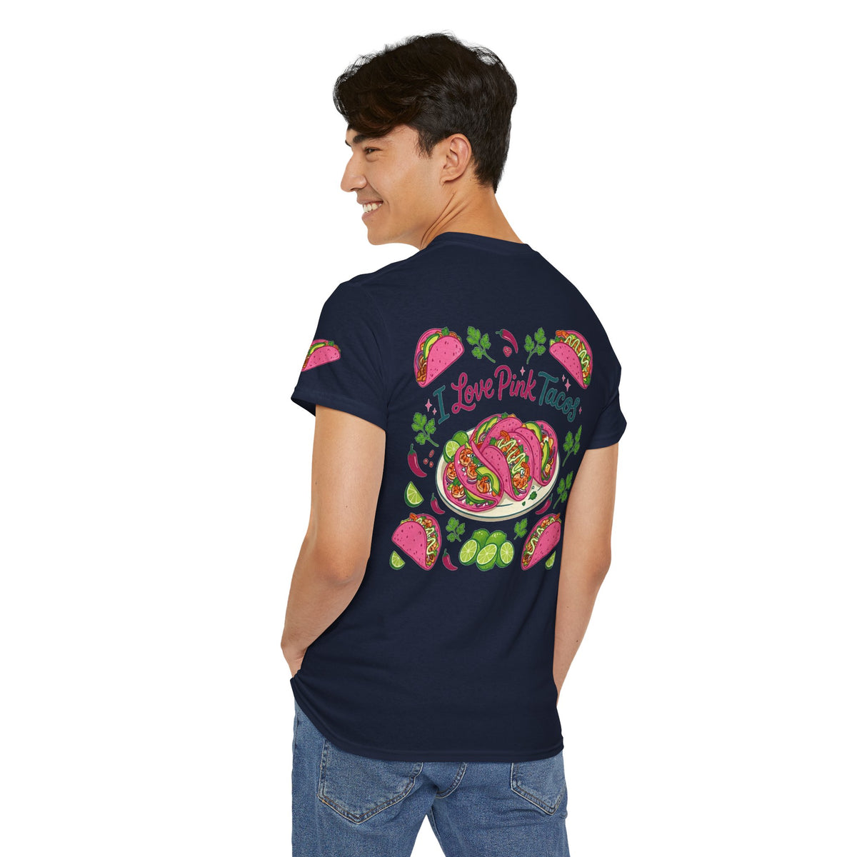 Color: Navy | I Love Pink Tacos Premium Graphic Tee