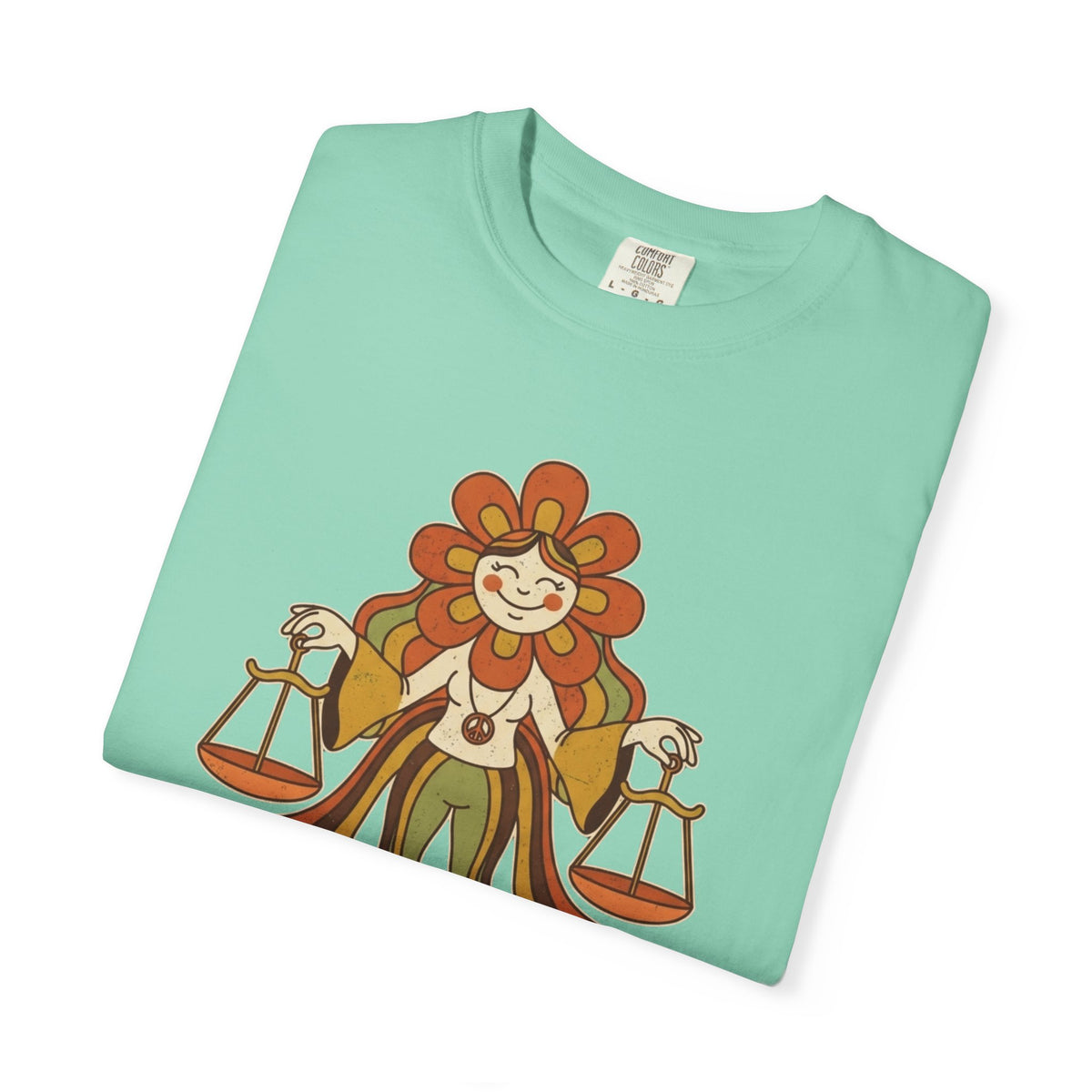 "Retro Mascot Groovy Libra" Unisex Garment-Dyed Tee