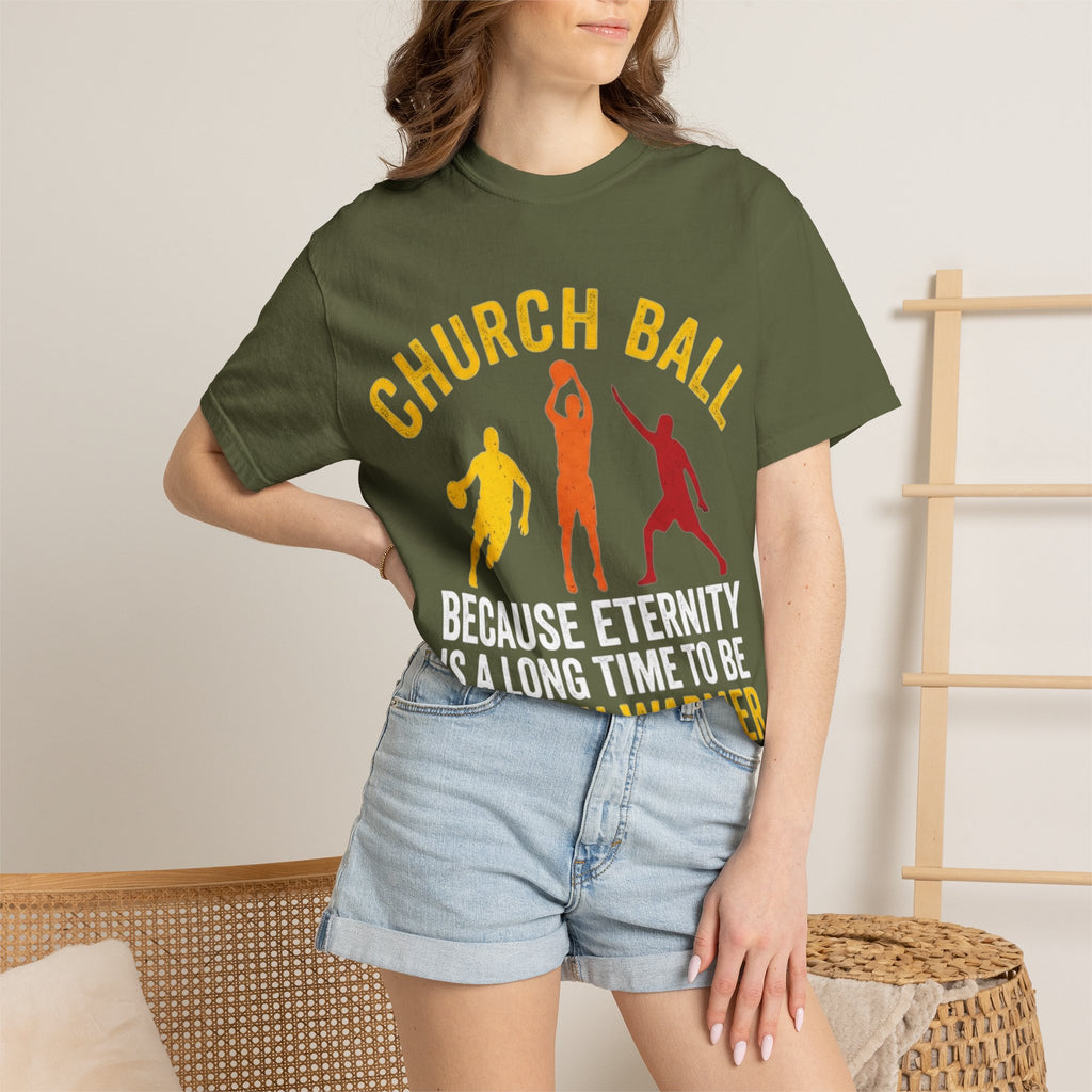 "Church Ball Bench Warmer" Unisex Garment-Dyed T-shirt