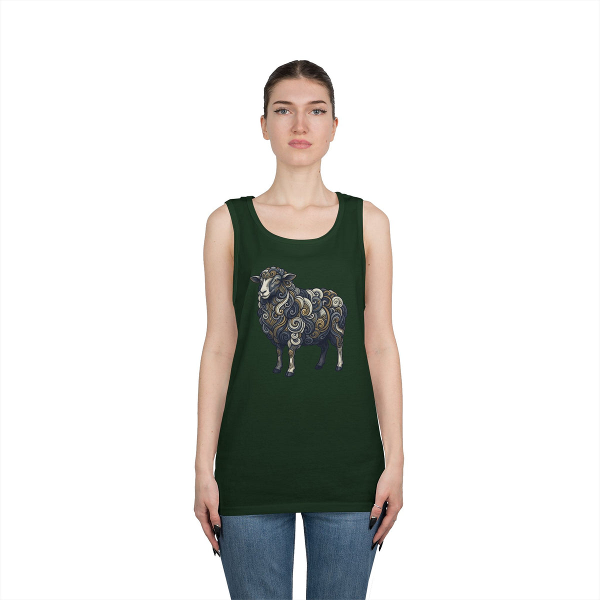 Color: Forest Green | Barnyard Sheep Tank Top