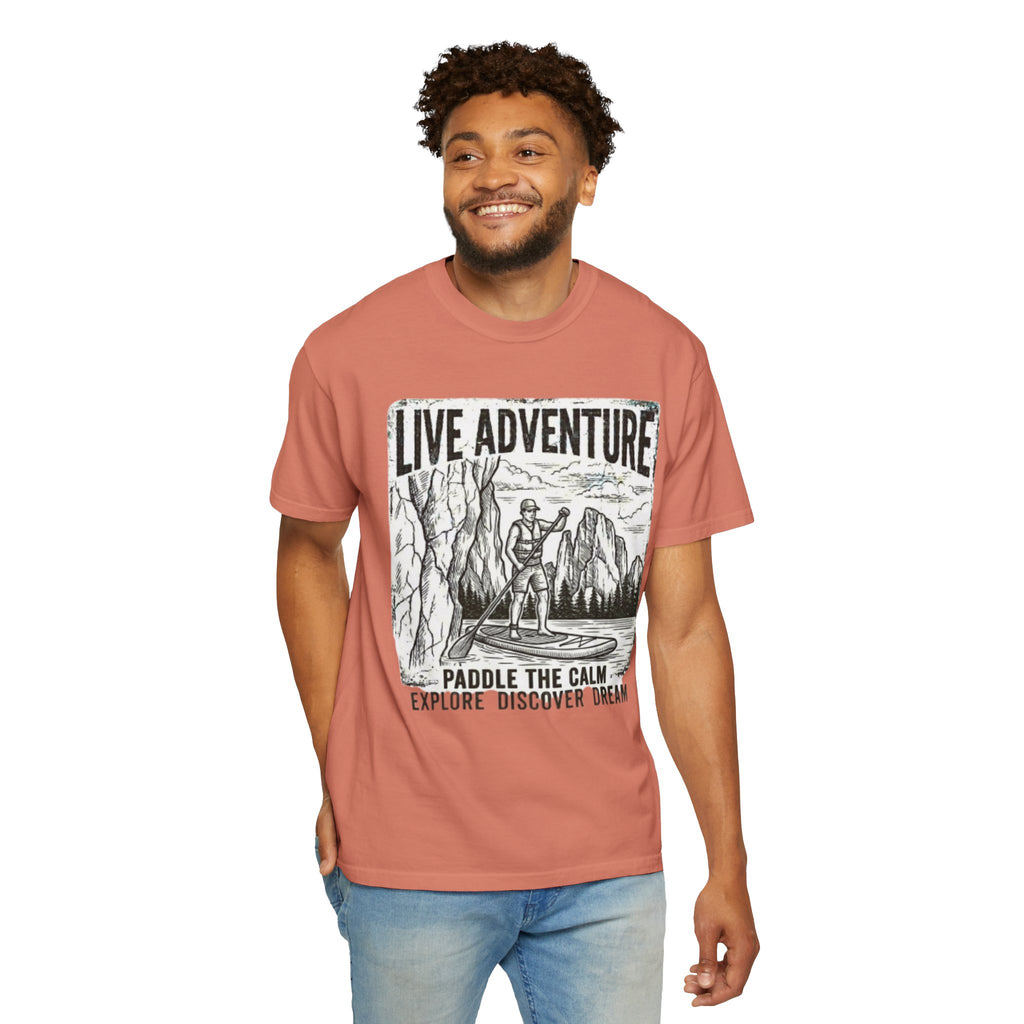 "Live Adventure - Paddle Board" Unisex Garment-Dyed Tee
