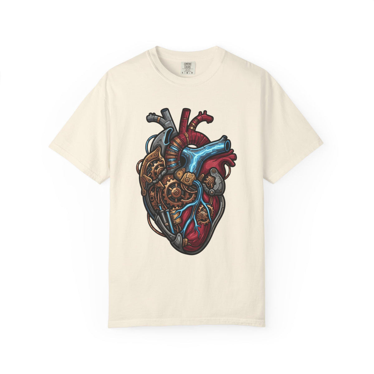 Color: Ivory | Mechanical Heart Unisex Garment-Dyed Tee