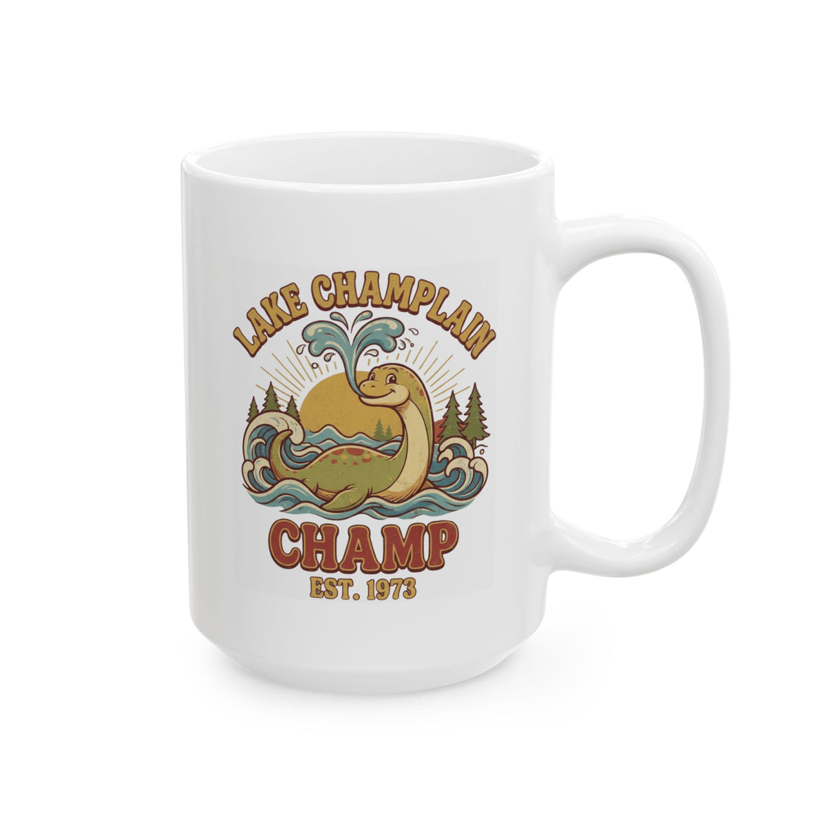 "Champ (Lake Champlain)" White Ceramic Mug