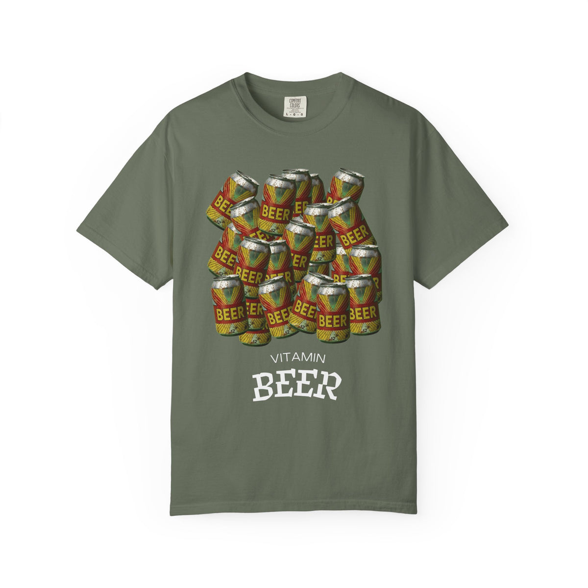 Color: Moss | Vitamin Beer 5 Unisex Garment-Dyed T-shirt