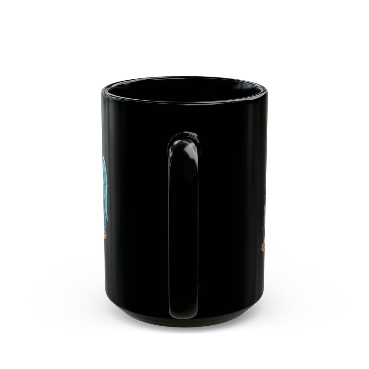 "Good Book Series Obstinate Animals & Angels With Swords" Black Ceramic Mug