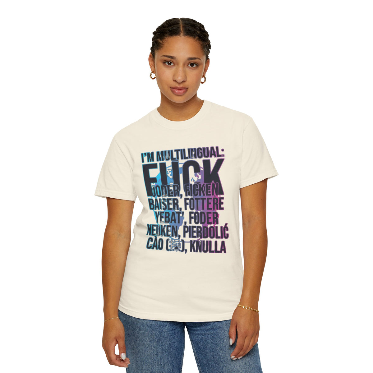 Color: Ivory | I'm Multilingual Unisex Garment-Dyed Tee
