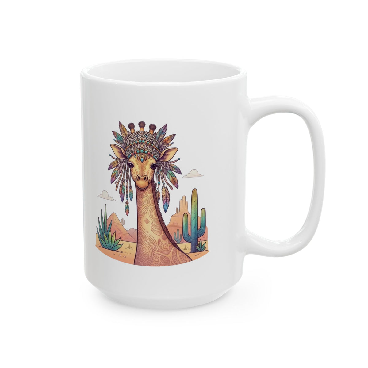 "Hippy Giraffe" White Ceramic Mug