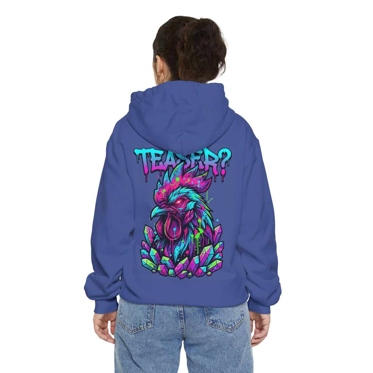 Color: Flo Blue | Cock Teaser Garment-Dyed Hoodie
