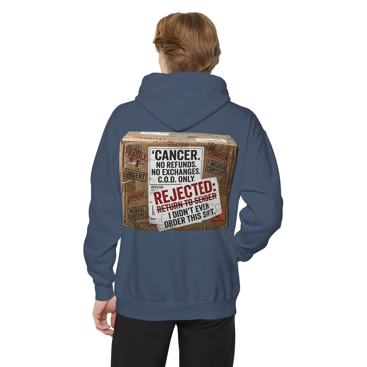 Color: Denim | Cancer Rejected Package Garment-Dyed Hoodie