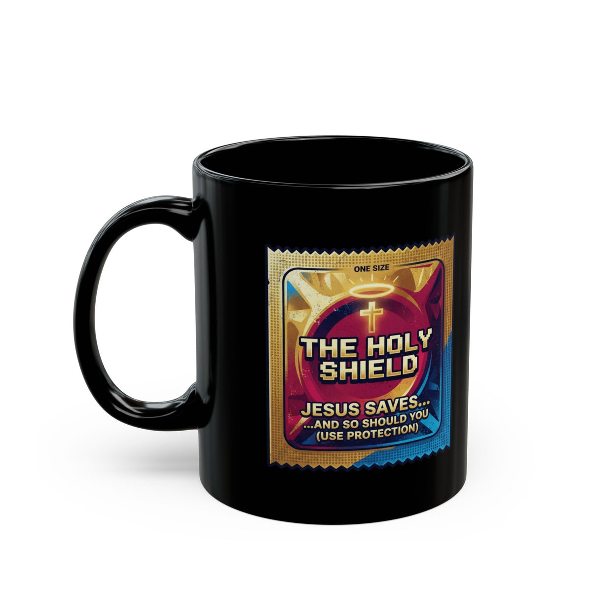 "Good Book Series The Holy Shield" Black Ceramic Mug