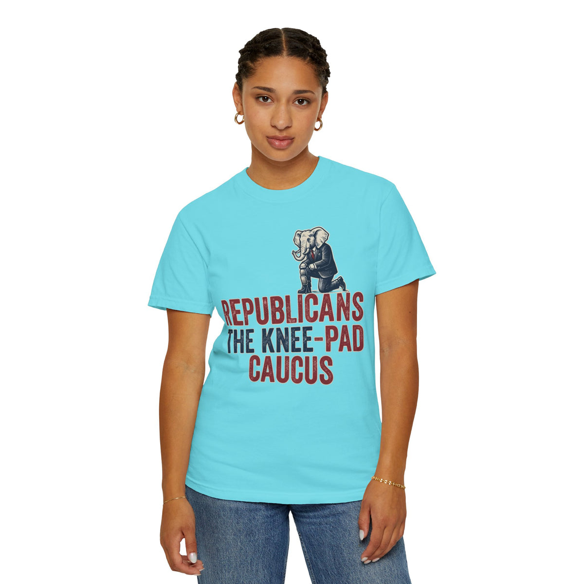 Color: Lagoon Blue | The Knee Pad Caucus Unisex Garment-Dyed Tee