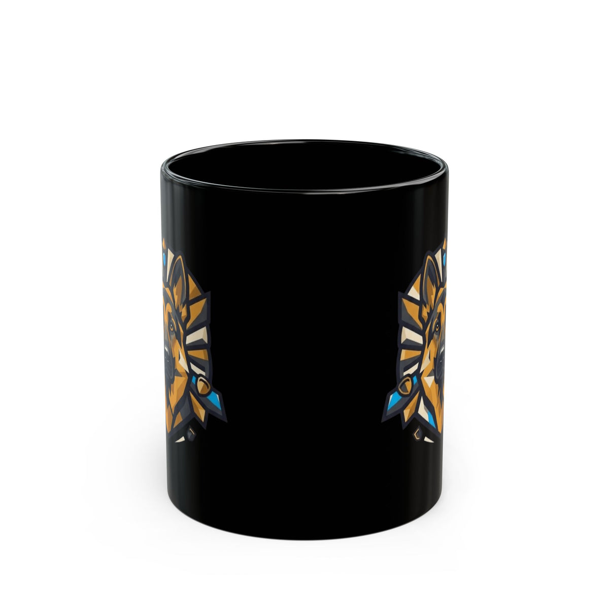 "German Shepherd Guardian Loyal Brave" Black Ceramic Mug — Graphic