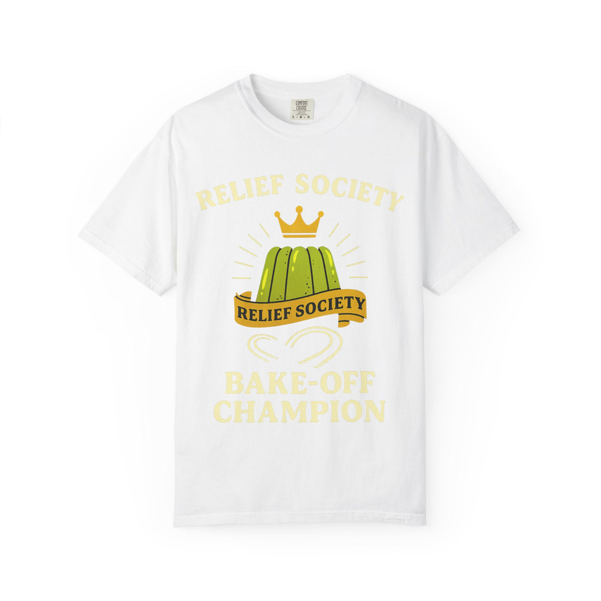 Color: White | Relief Society Bake-Off Champion Unisex Garment-Dyed T-shirt