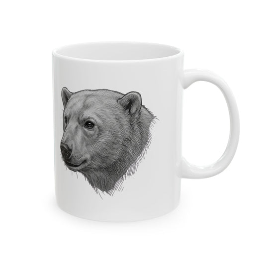 "Pencil Sketch Art Polar Bear" White Ceramic Mug — Graphic