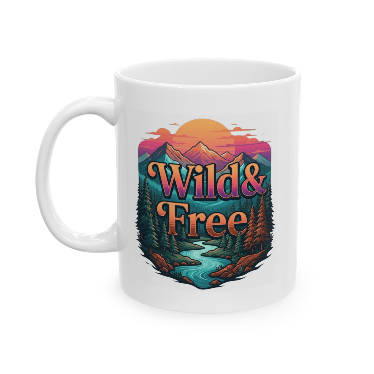 "Wild & Free" White Ceramic Mug