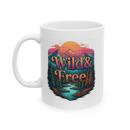 "Wild & Free" White Ceramic Mug