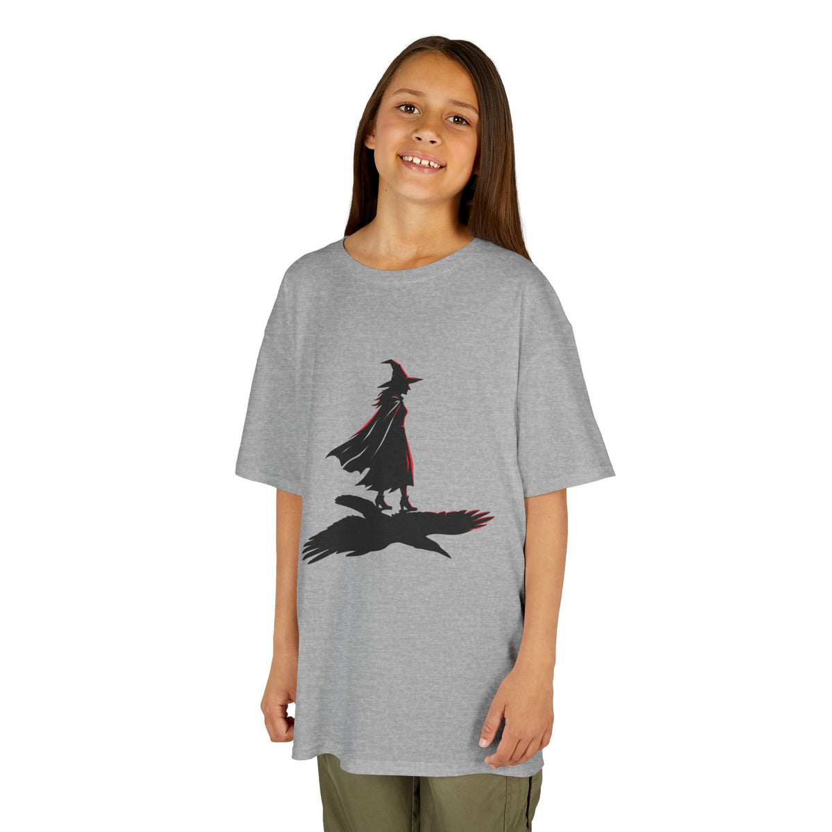Color: Sport Grey | Witch With Raven Shadow Kids Tee