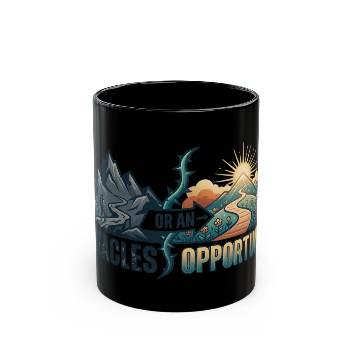 "Obstacle Or An Opportunity" Black Ceramic Mug