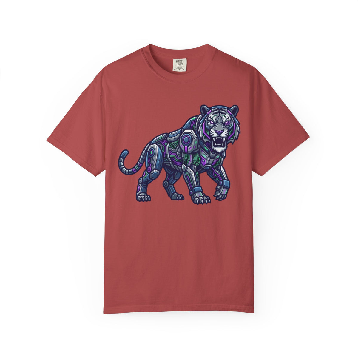 Color: Crimson | Cyber Tiger Unisex Garment-Dyed Tee