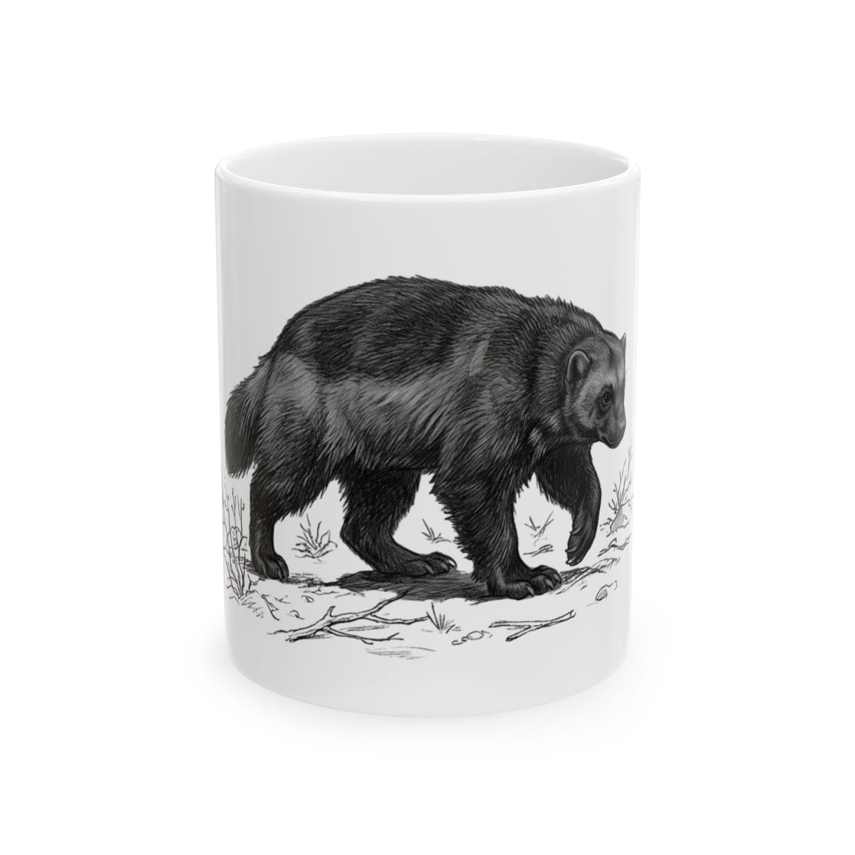 "Pencil Sketch Art Wolverine" White Ceramic Mug