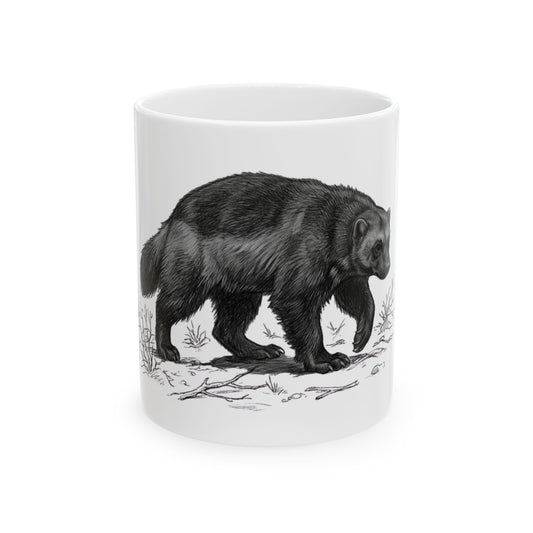 "Pencil Sketch Art Wolverine" White Ceramic Mug