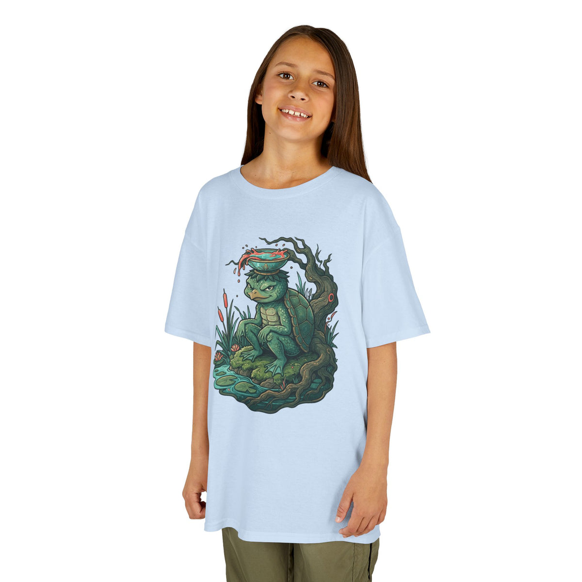 Color: Light Blue | Kappa (Japanese Folklore) Kids Tee