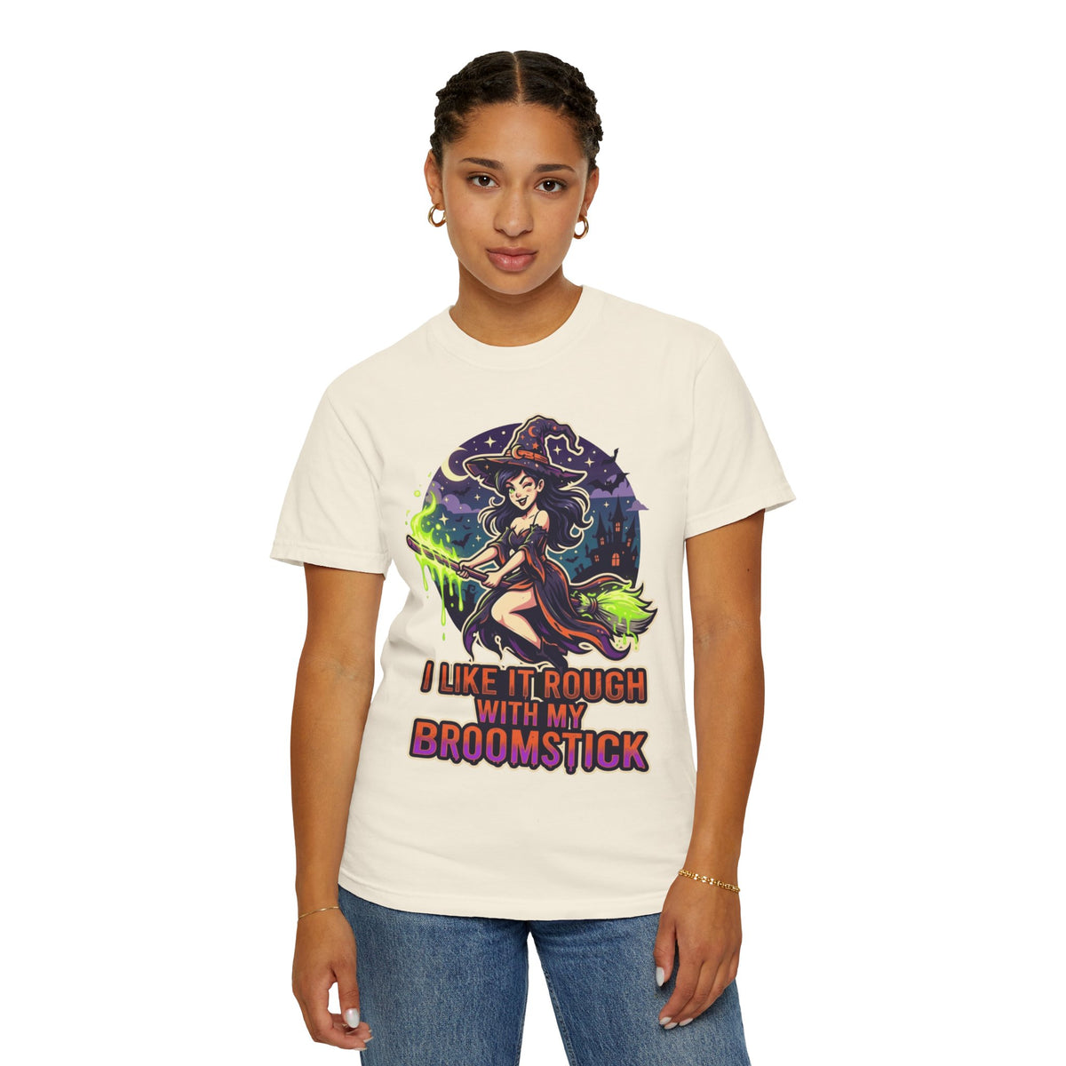 Color: Ivory | I Like It Rough With My Broomstick Unisex Garment-Dyed Tee