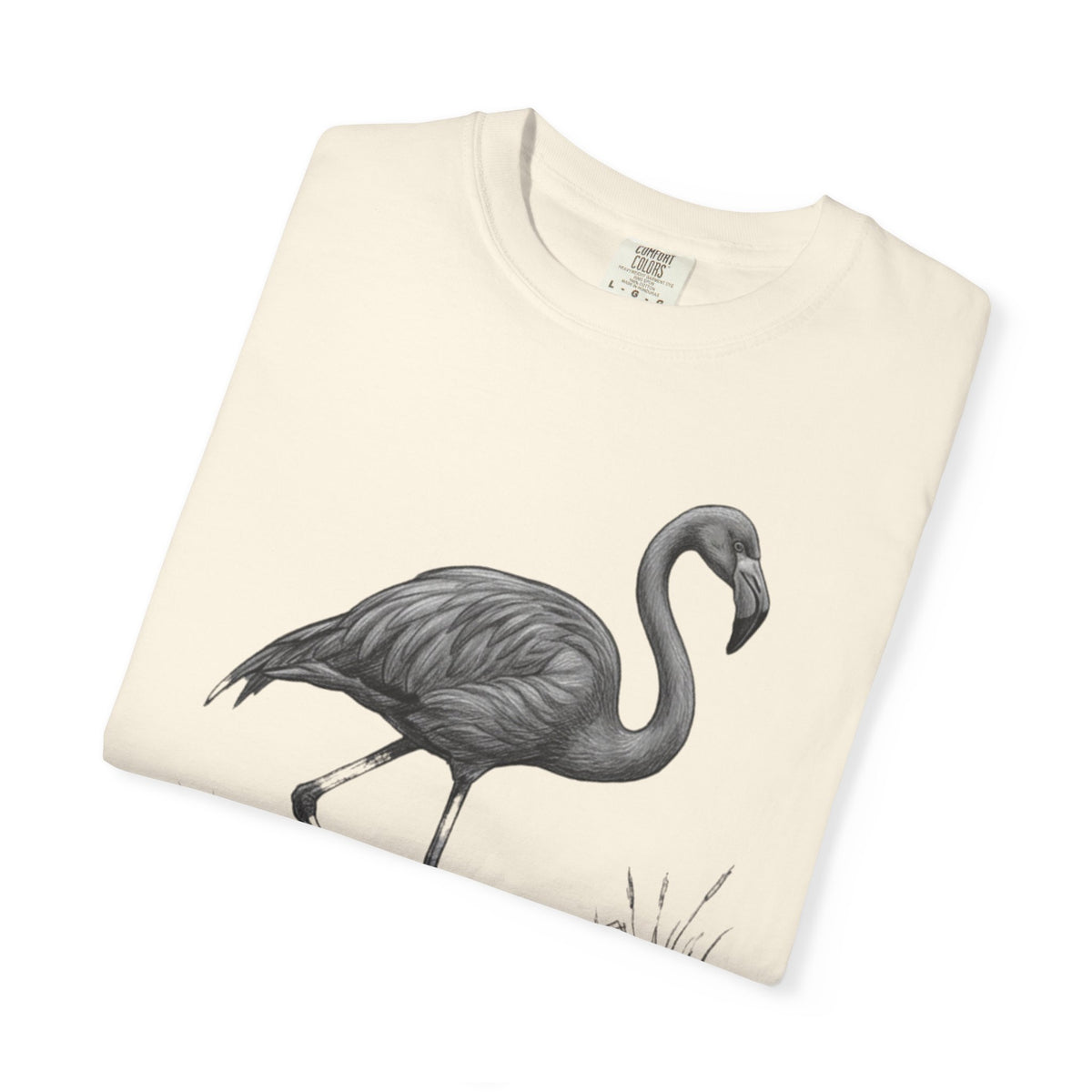 "Pencil Sketch Art Flamingo" Unisex Garment-Dyed Tee