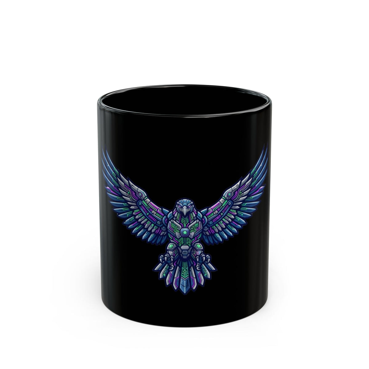"Cyber Falcon" Black Ceramic Mug