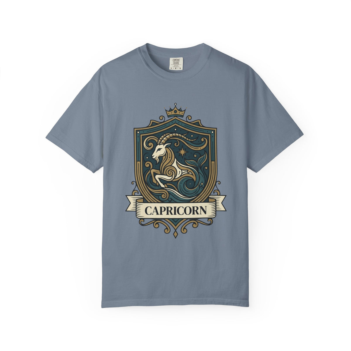 "Capricorn- The Sea-Goat Crest" Unisex Garment-Dyed Tee