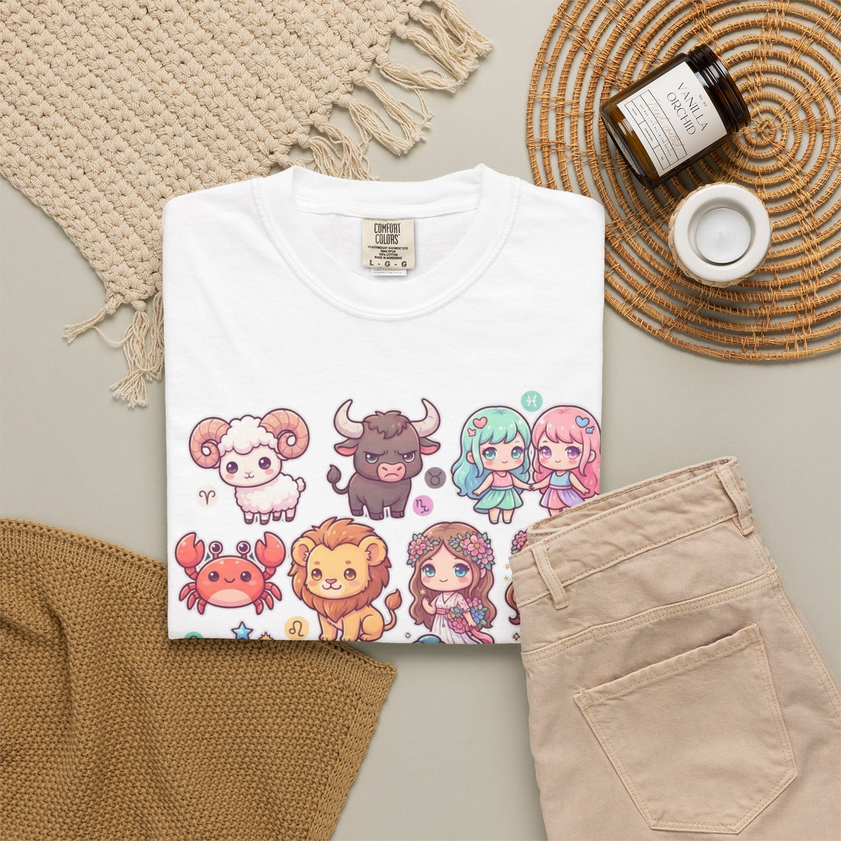 "Cute Chibi Zodiac" Unisex Garment-Dyed Tee