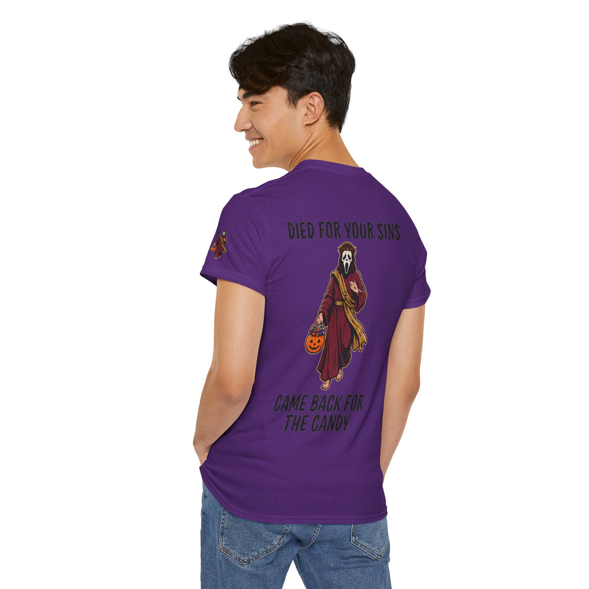 Color: Purple | Died for Your Sins, Came Back for the Candy Premium Graphic Tee