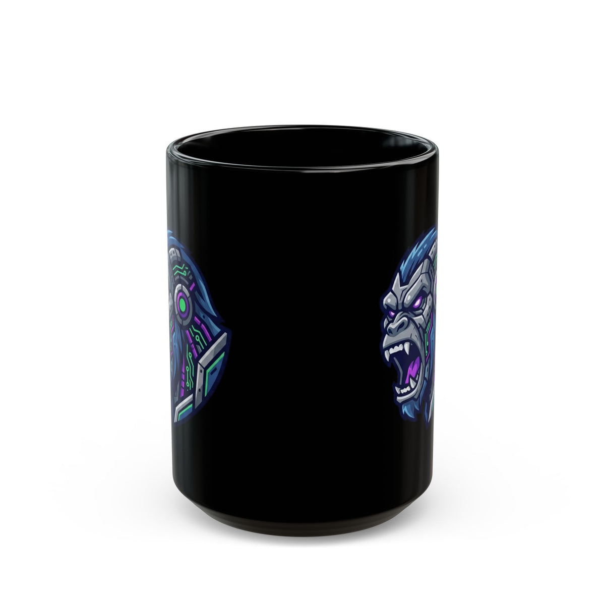 "Cyber Chimp" Black Ceramic Mug — Graphic