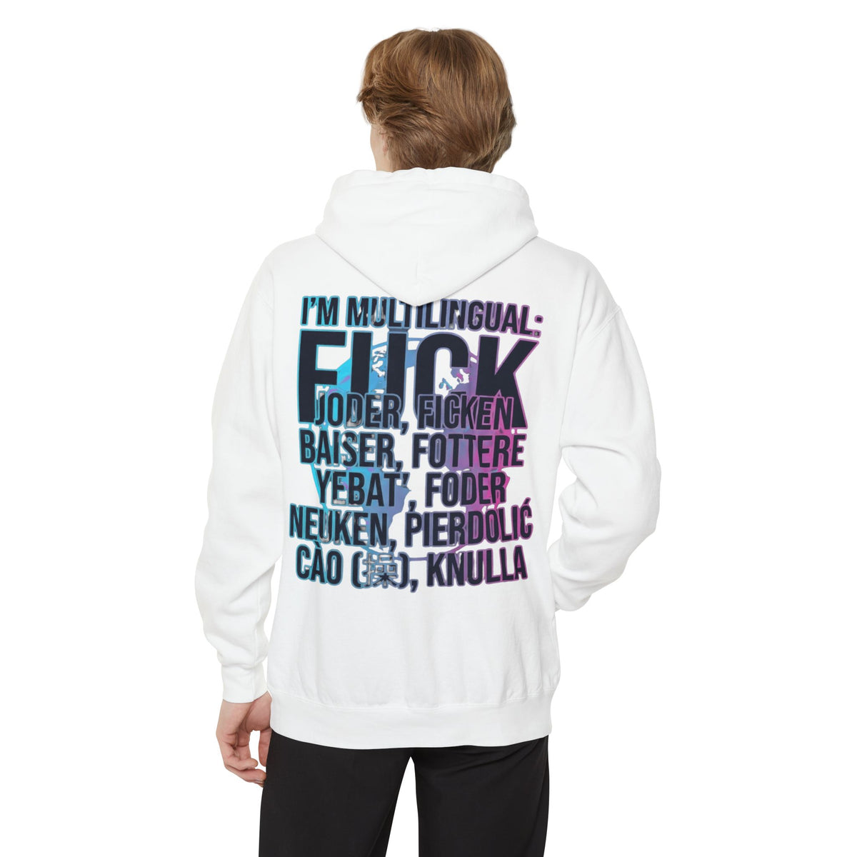 Color: White | I'm Multilingual Garment-Dyed Hoodie