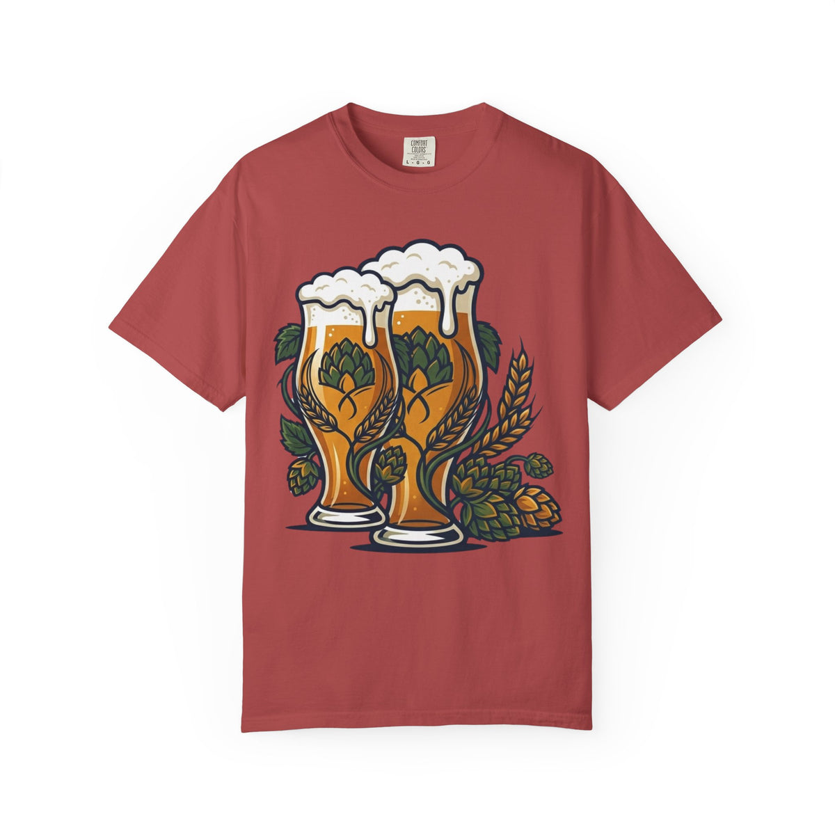 Color: Crimson | Beer Unisex Garment-Dyed Tee
