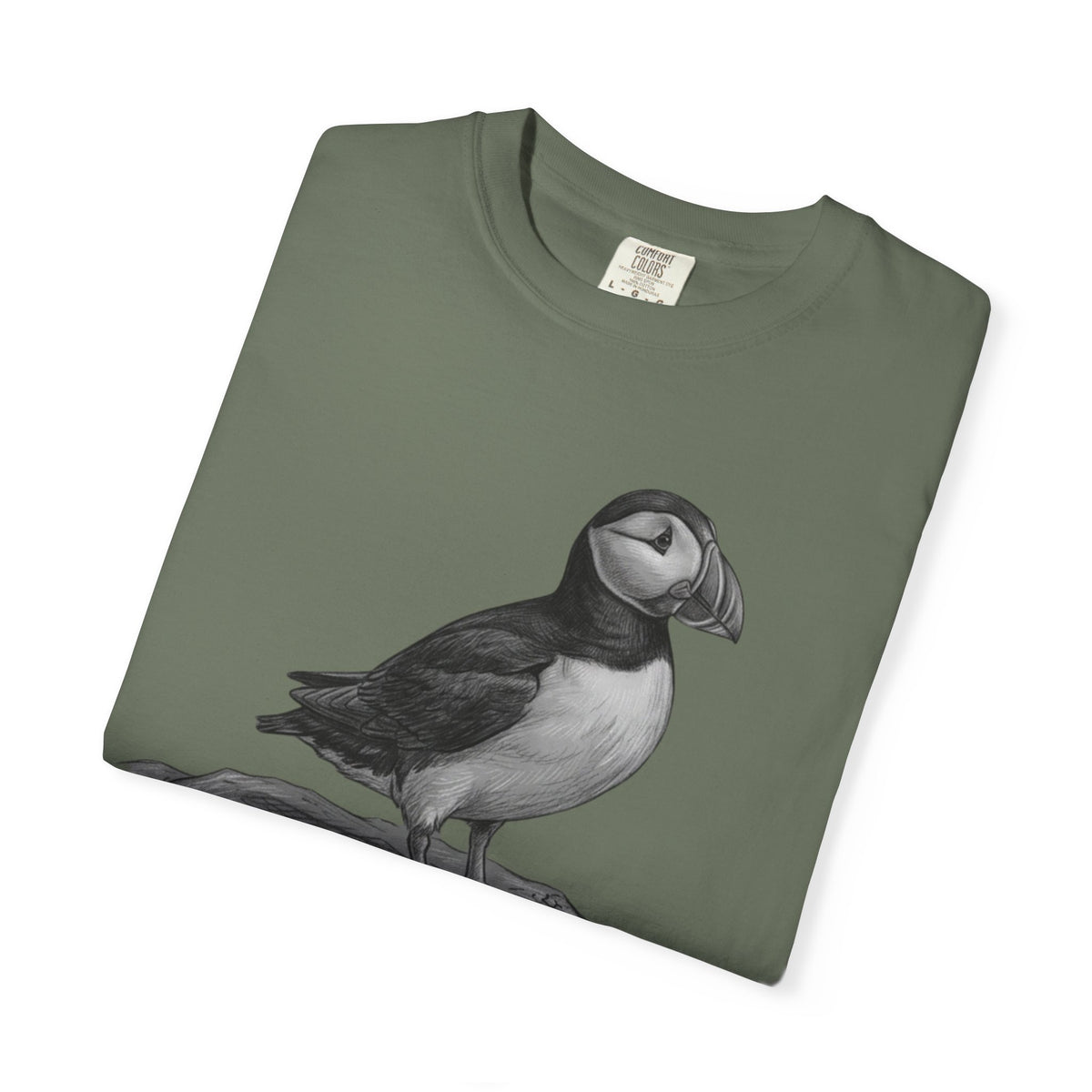"Pencil Sketch Art Puffin" Unisex Garment-Dyed Tee