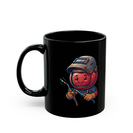 "Professional Cherry Popper" Black Ceramic Mug — Graphic