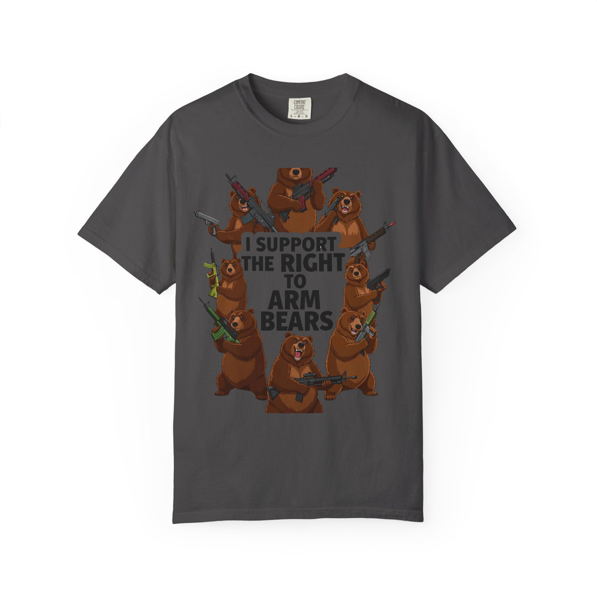 Color: Graphite | Arm Bears, Not People | Garment-Dyed Tee — AttitudeShirts