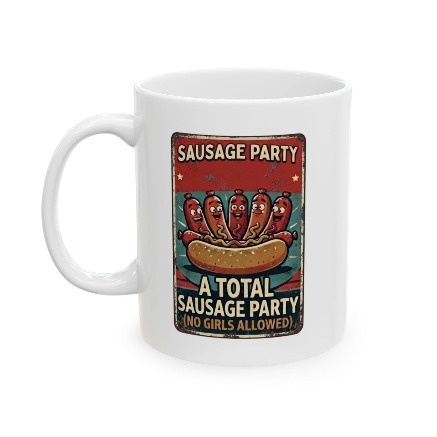 "Sausage Party" White Ceramic Mug