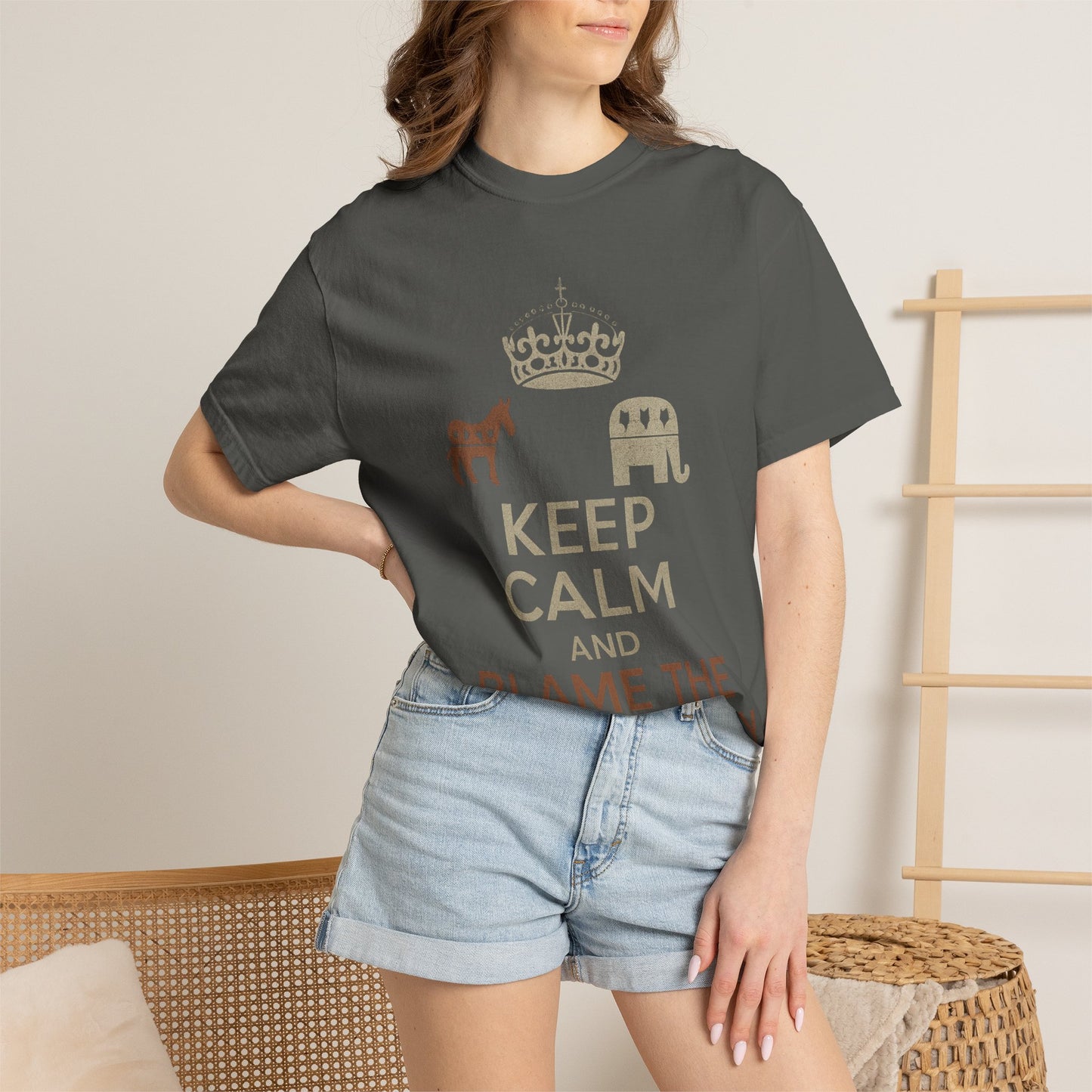 ""KEEP CALM AND BLAME THE OTHER PARTY" Unisex Garment-Dyed T-shirt