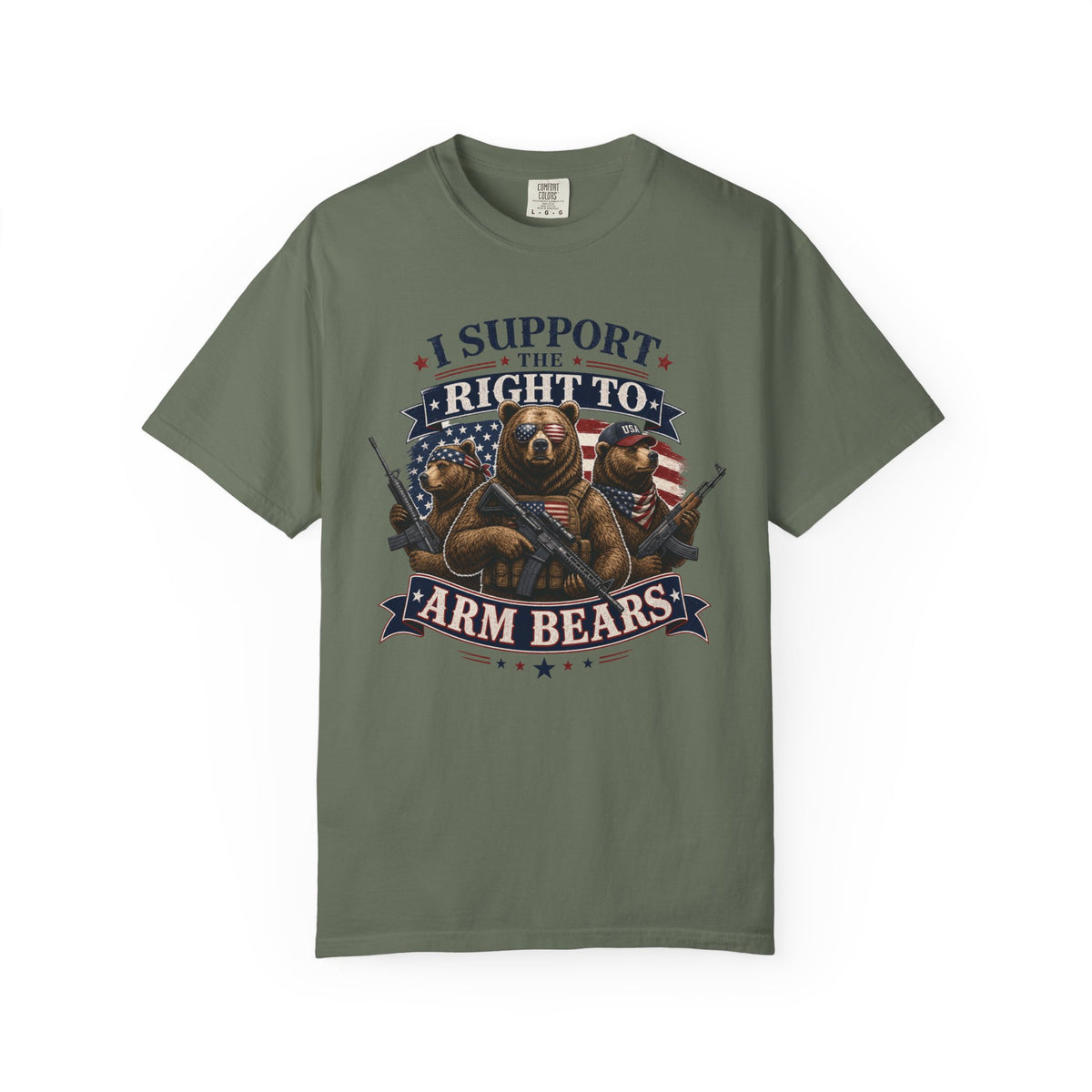Color: Moss | Armed Bears Unisex Garment-Dyed Tee