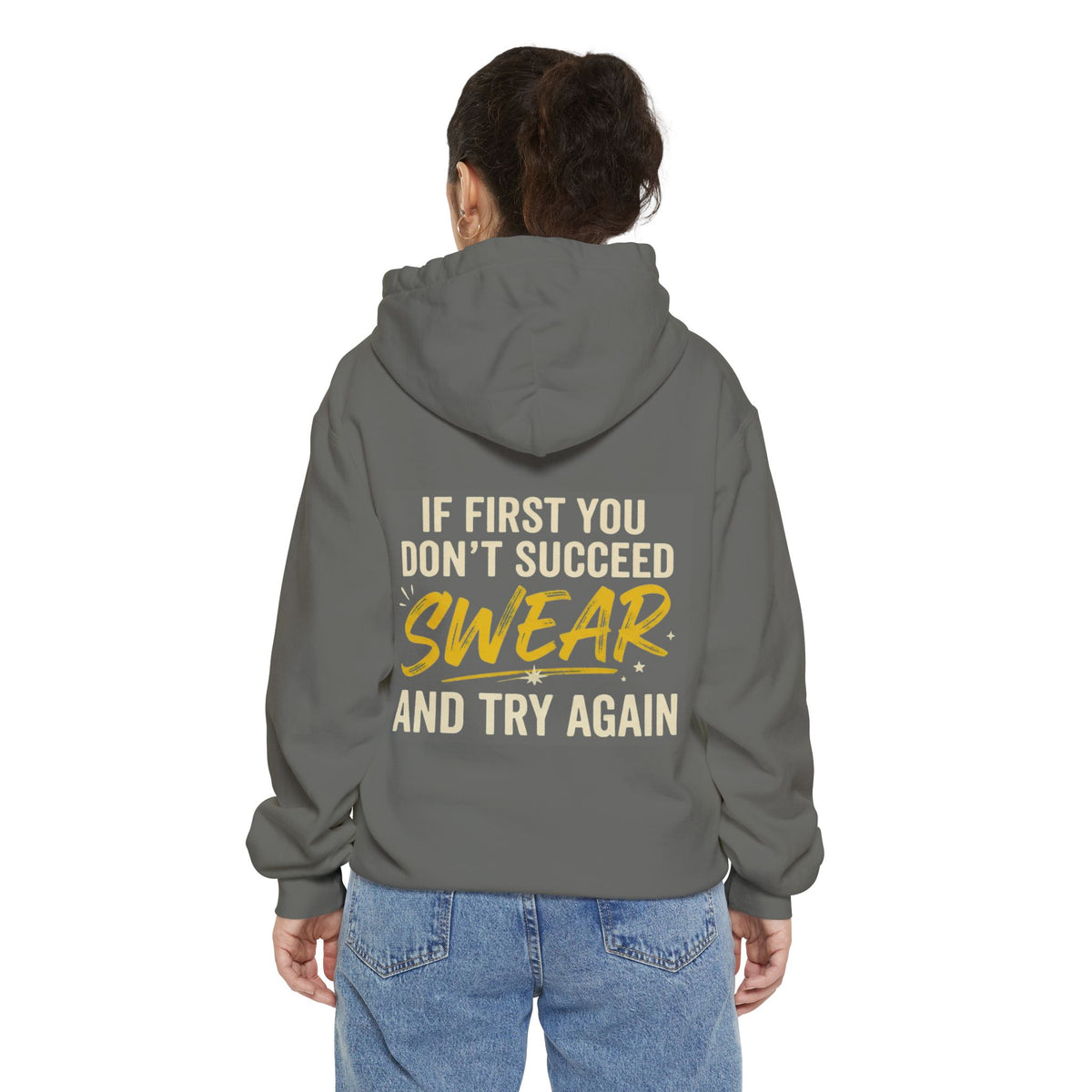 Color: Grey | Swear And Try Again Garment-Dyed Hoodie