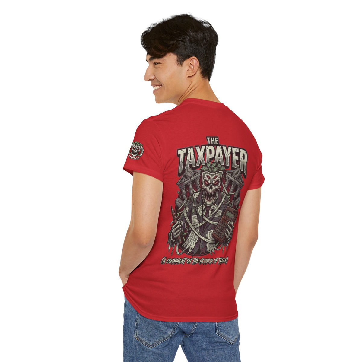 Color: Red | Horror of Taxes Premium Graphic Tee
