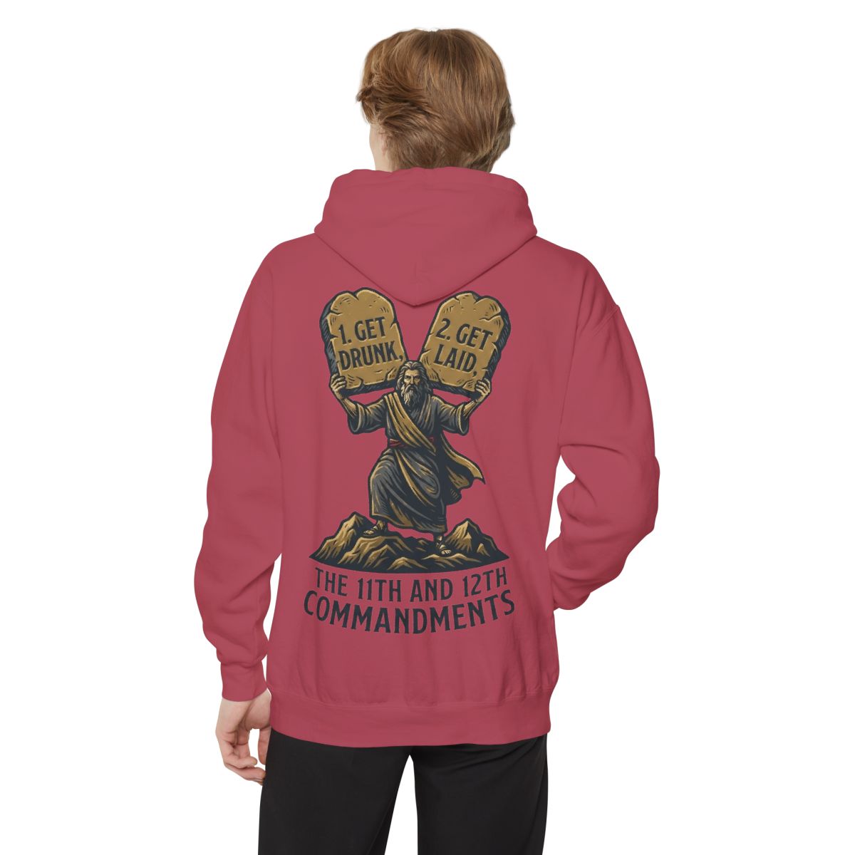 Color: Crimson | 11th and 12th Commandment Garment-Dyed Hoodie